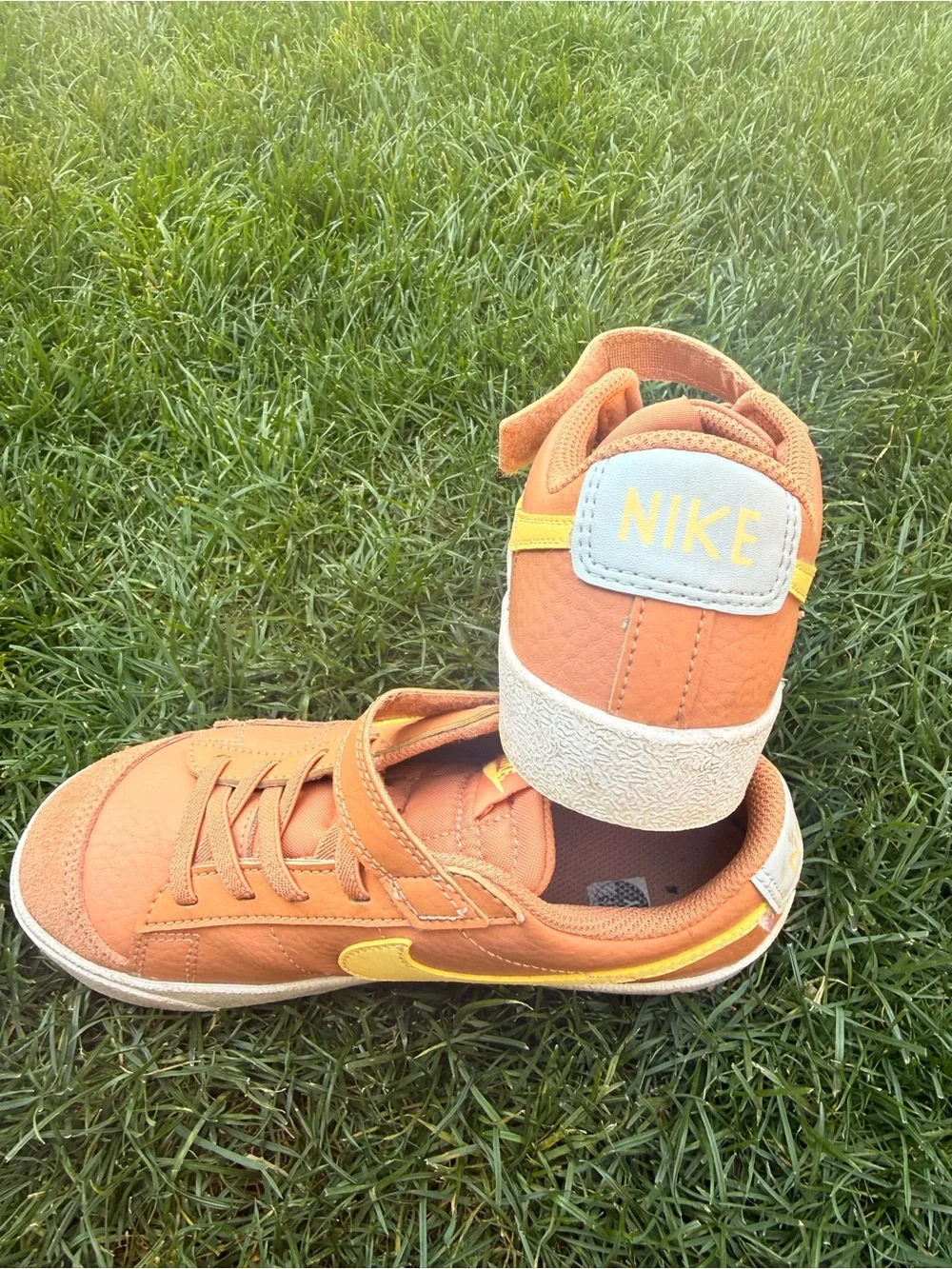 Nike Kids Orange Sneakers with Yellow Swoosh